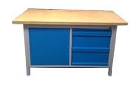 Stół warsztatowy z nadbudową, 3 szuflady, 1 szafka (wymiary: 1500x750x900 mm) 77156924