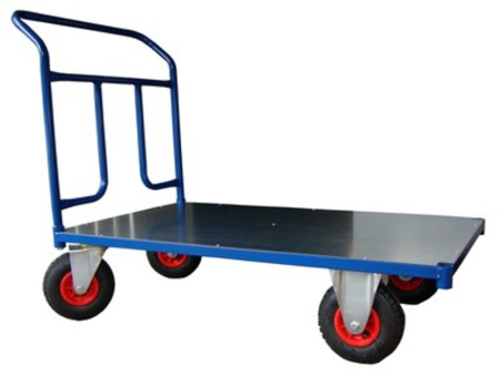 Wózek platformowy ręczny jednoburtowy (koła: pneumatyczne 225 mm, nośność: 250 kg, wymiary: 1200x700 mm) 13340588